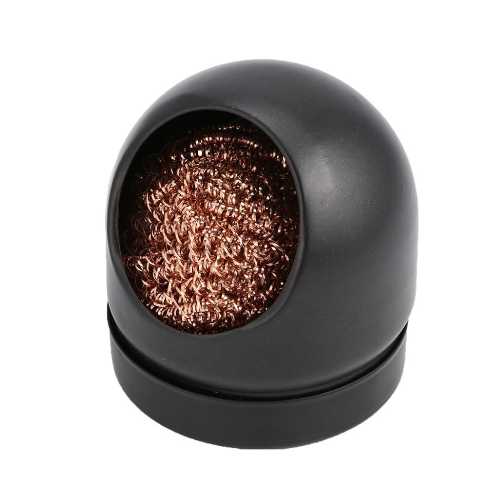Black/Gold Welding Soldering Solder Iron Clip Cleaner Cleaning Steel with Sponge and Holder Mesh Filter Tin Remove: black head ball