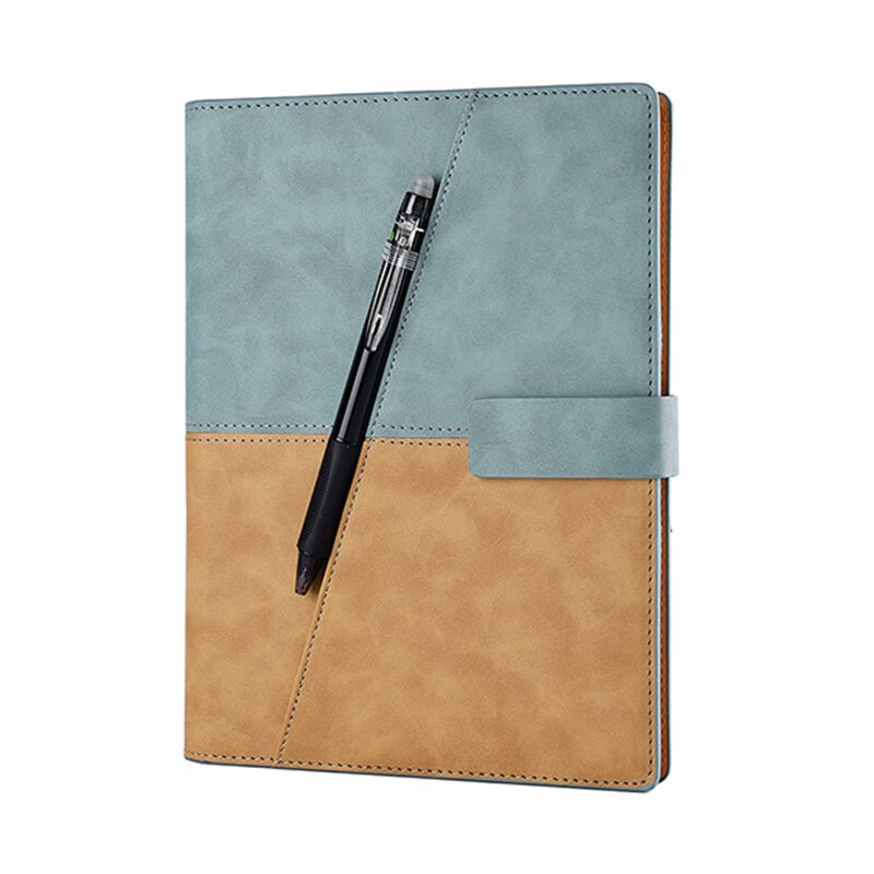 Elfinbook X Leather Smart Reusable Erasable Notebook Microwave Wave Cloud Erase Notepad Note Pad Lined With Pen: A
