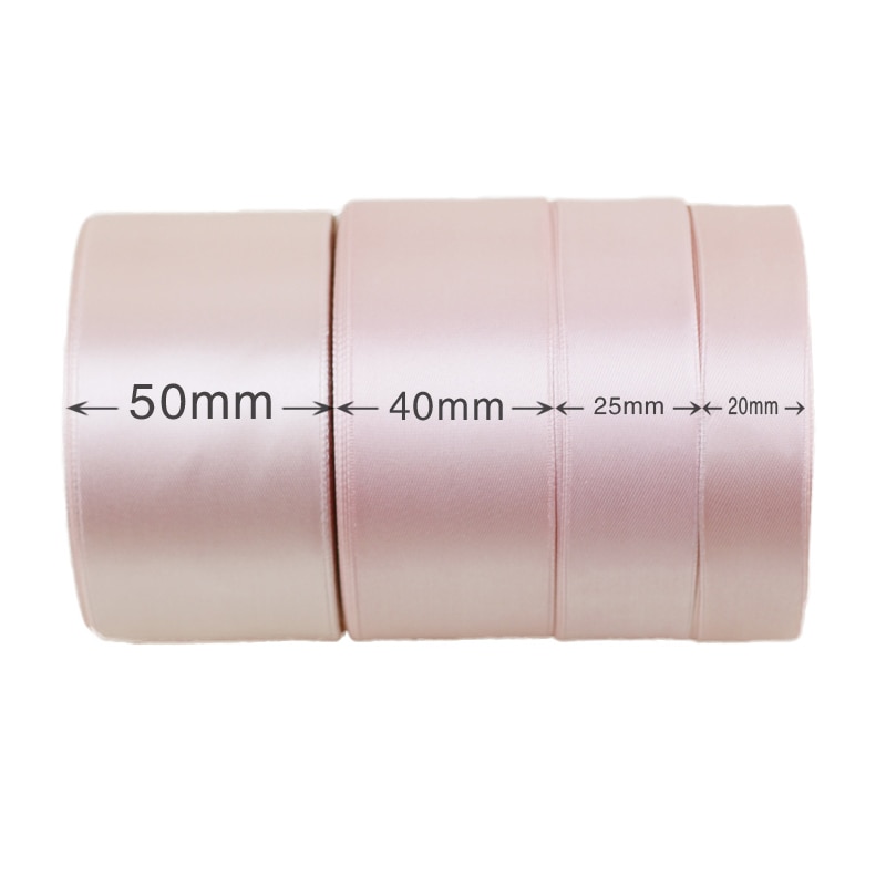 (25 Yards/Roll) Roze Vlees Enkel Gezicht Satijnen Lint Cadeaupapier Kerstmis Linten