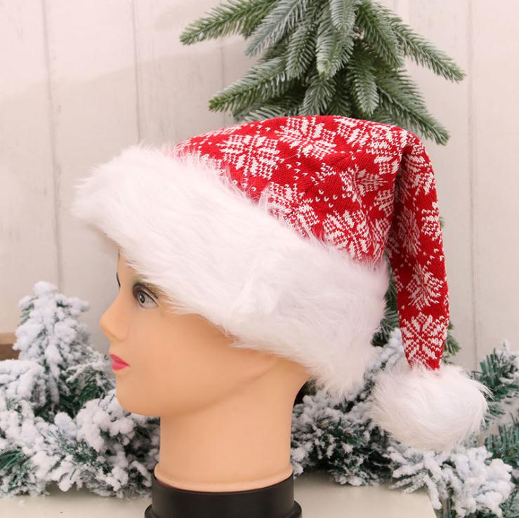 Christmas Santa Hats Stripe Color Block Fleece Knitted Cap Party Costume for Women Men: A