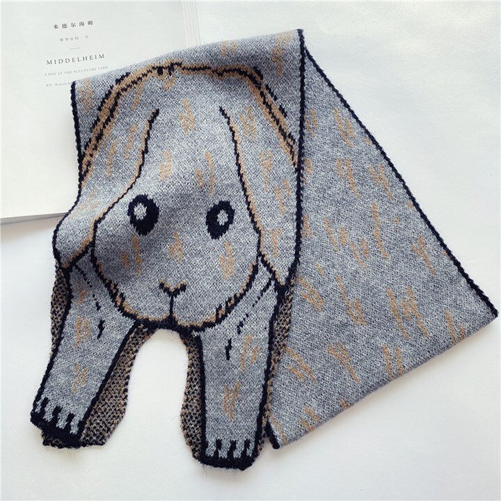 Kids Boys Girls Scarf Winter Warm szalik Children Scarves Cute Cartoon Animals Long Knitted Scarf шарф детский Accessories: Gray