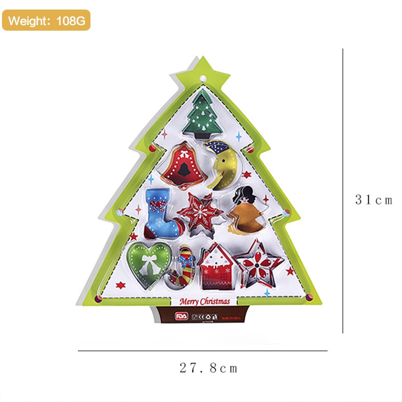 10Pcs/set Christmas Cookie Cutter Stainless Steel Cut Candy Biscuit Mold Cooking Tools Christmas Theme Cutters baking mold