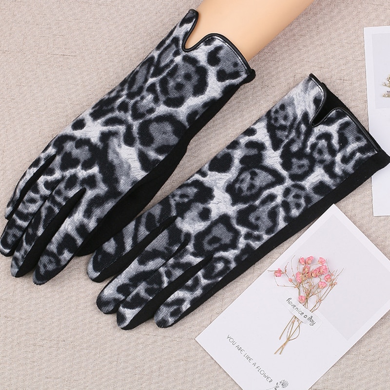 Kvinders vinter leopard handsker tynde kashmir varme fuldfinger touch screen handsker kvindelige uld varme  k11 #39