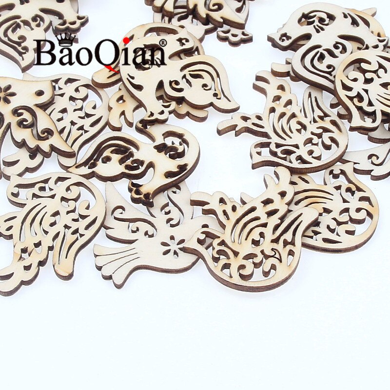 20pcs/lot Peace Dove Pattern Natural Wooden Scrapbook For Greeting Card Making Diy Decoration Accessories 30-40mm