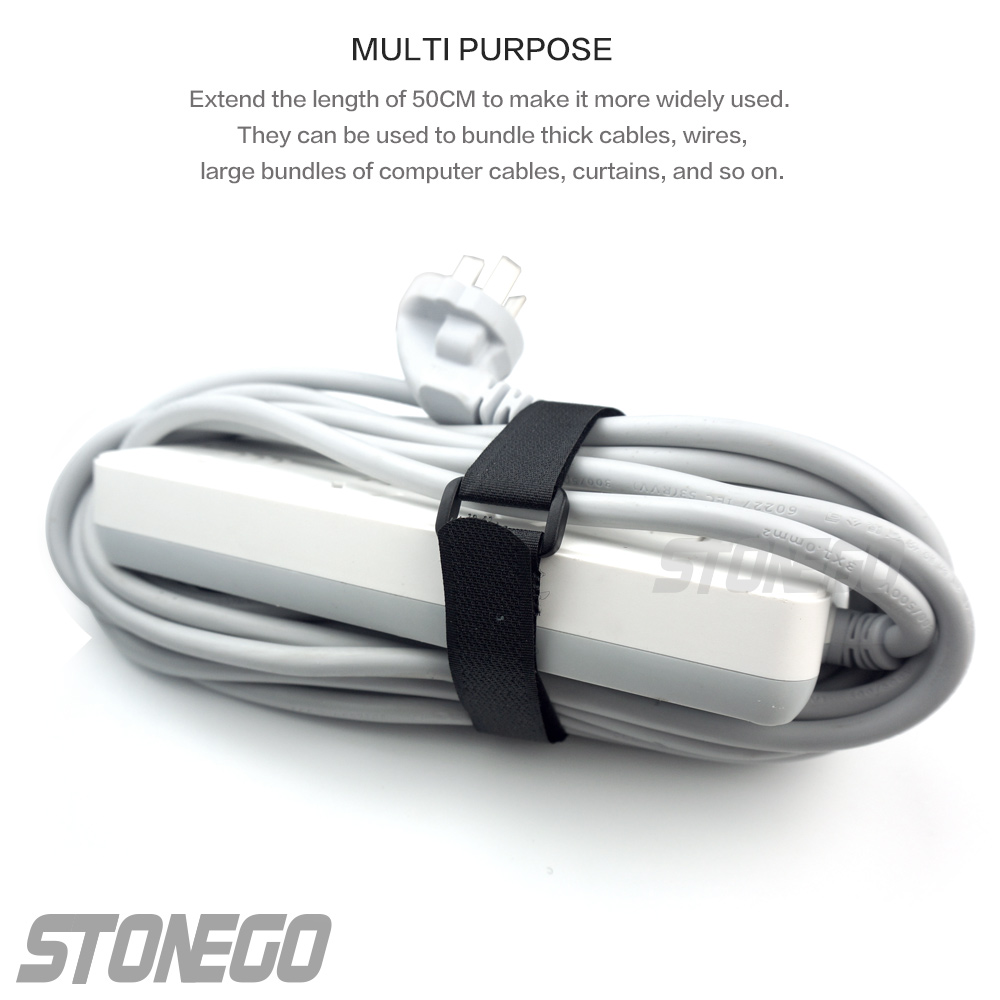 STONEGO 50cm wielokrotnego użytku zapięcie Organizer do kabli opaski zestaw zawiera regulowane wielofunkcyjne opaski nylonowe na rzepy