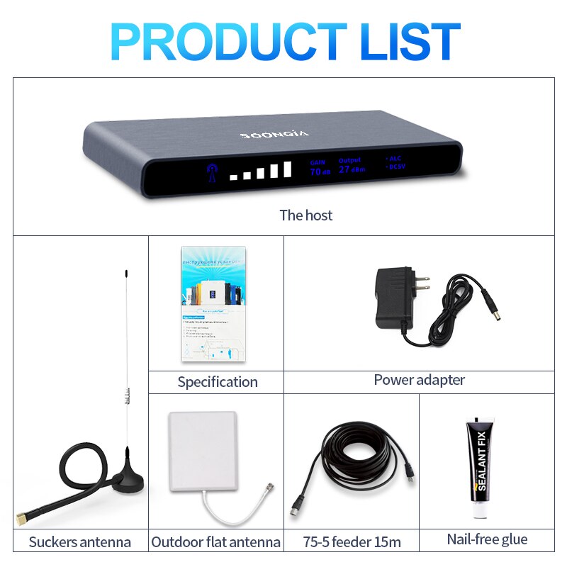 SOONGIA-repetidor GSM 2G 3G 4G, amplificador de señal móvil, 4G, GSM 900 1800 2100, repetidor de señal móvil