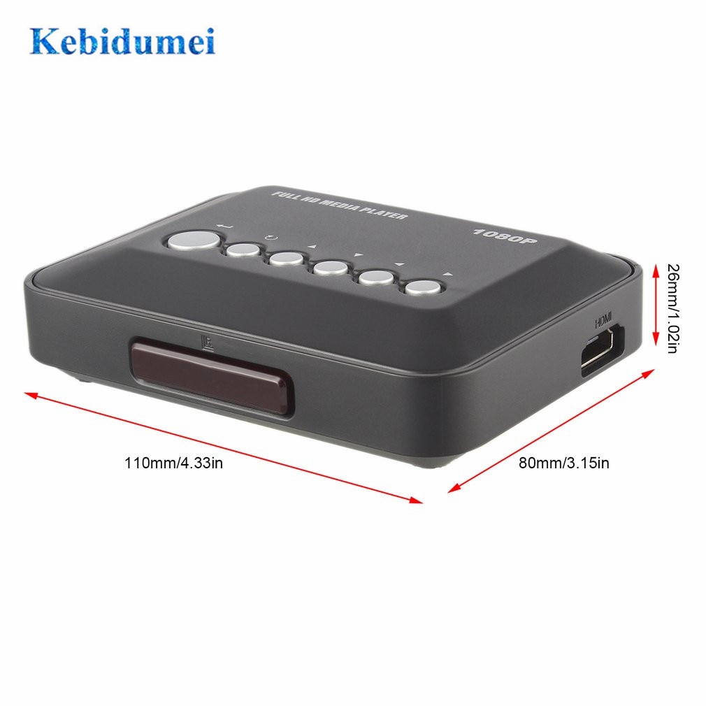Mini Media Player 1080P Full HD SD/MMC TV Videos SD MMC RMVB MP3 Multi TV USB HDMI-compatible Media Player EU Remote Control
