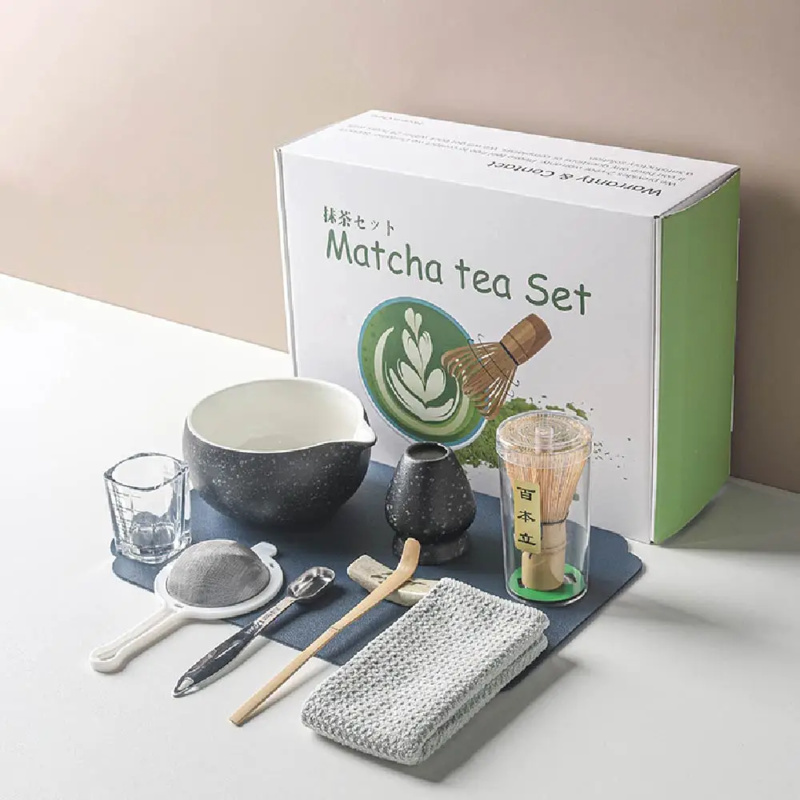 Kit Matcha service à thé, fouet et bol avec bec et cuillère à mesurer, support de fouet en céramique, outils de préparation du thé Matcha japonais
