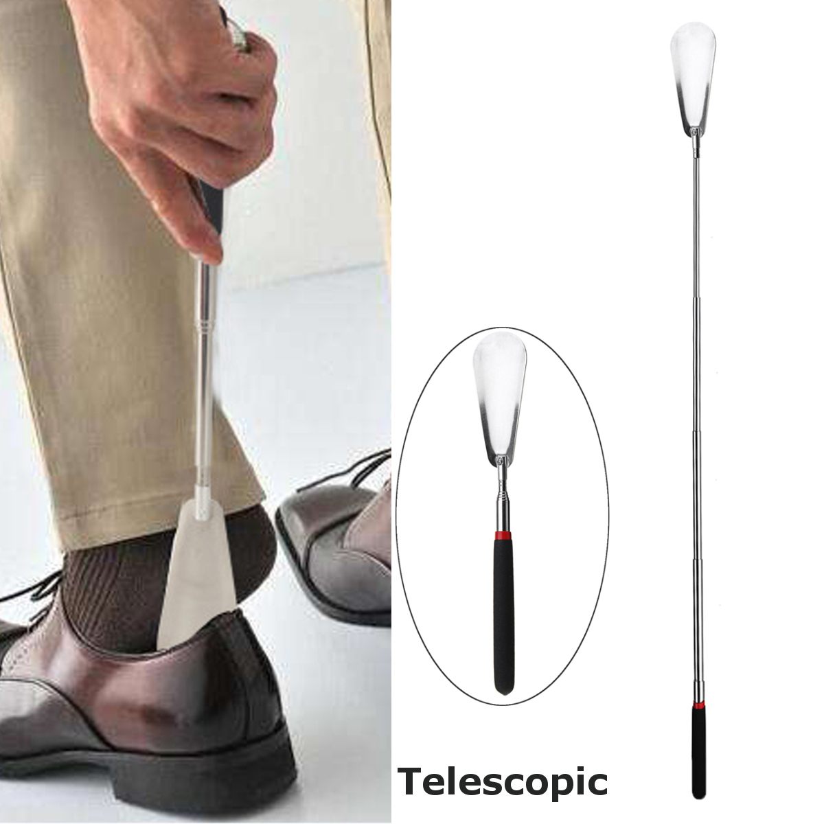 1 Piece Stainless Steel Shoe Horn Long Handle Shoehorn Shoe Horn Lifter Shoes Spoon Portable Shoes Remover Durable Home