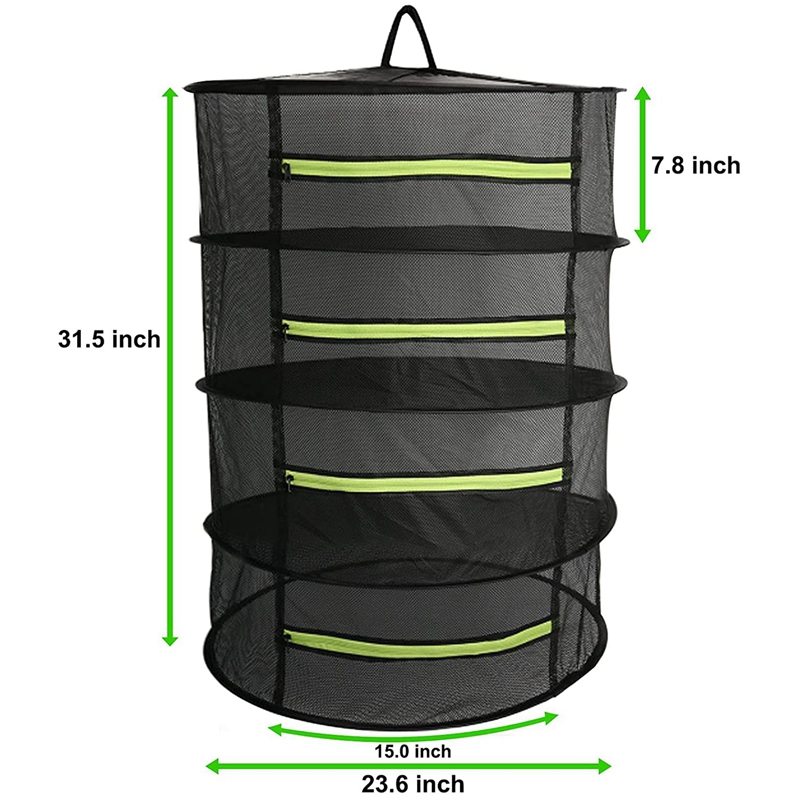 Herb Drying Rack Hanging Dryer Mesh Drying Rack With Green Zipper, 2Ft Plant Drying Rack Dry Net Pruning Shears