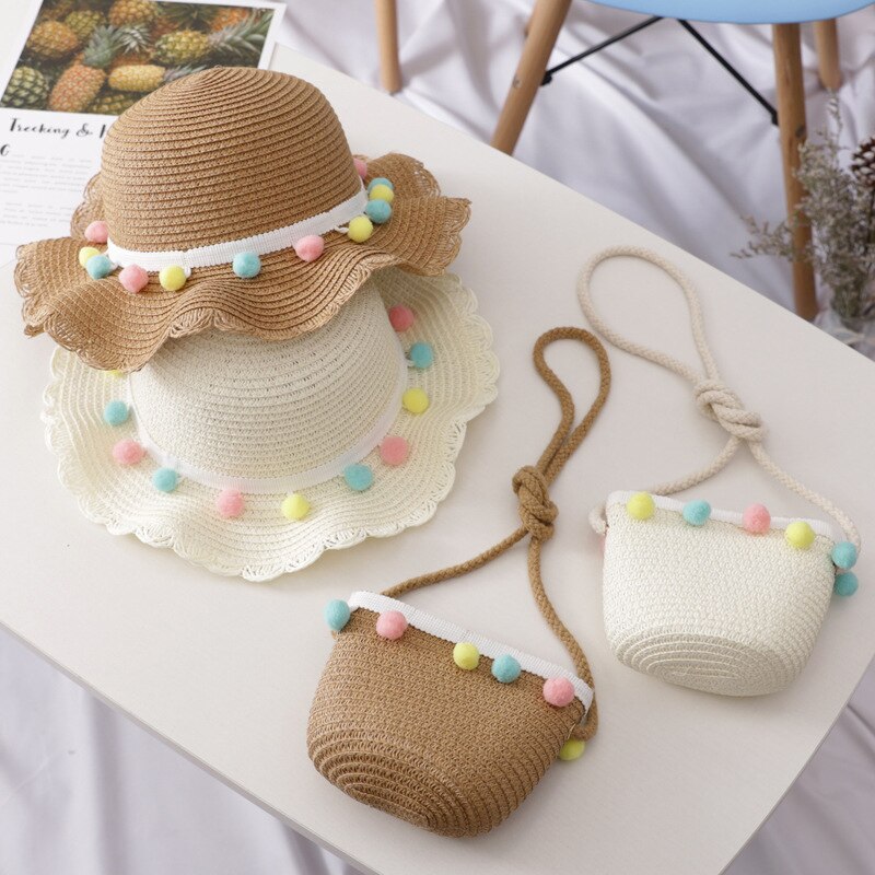 Gorro para el sol niña niños sombrero de paja protector solar de verano linda princesa niñas hecho a mano playa sombreros mujer pescador Cap