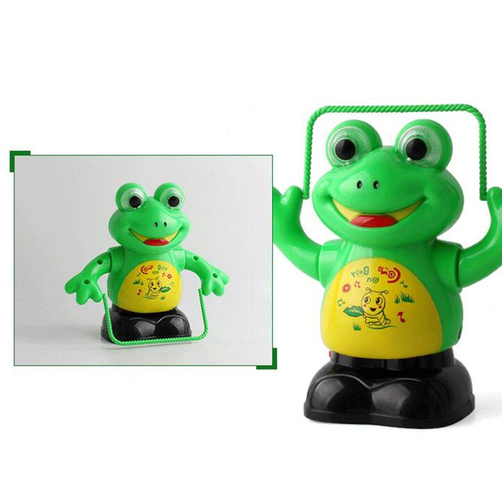 Elektrische Jump Seil Frosch Flip Flash Musik Puzzle Cartoon Kunststoff Frosch Spielzeug