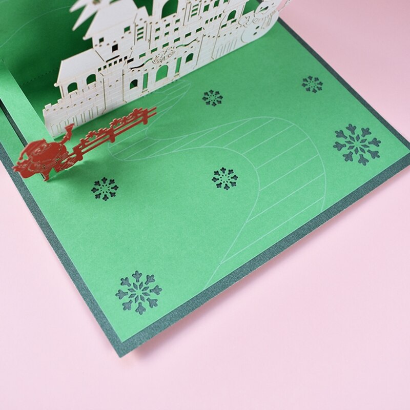 3D Pop-up Christmas Tree Santa Greeting Card Xmas Year Postcards Invitations GXMA