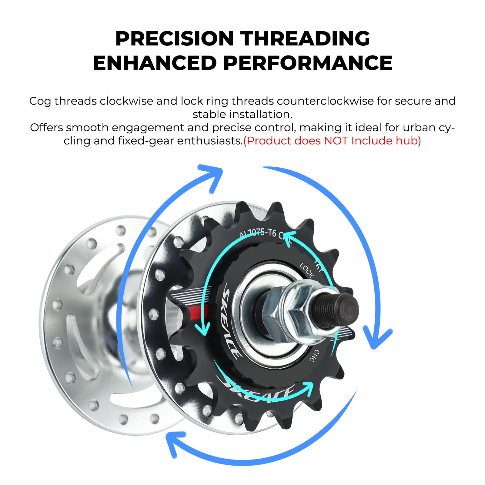 SKEACE Fixed Gear Bicycle 13T 14T 15T 16T 17T 18T Cycling Cog Fixie Track BIKE Single Speed Flywheel 7075 Aluminum Alloy