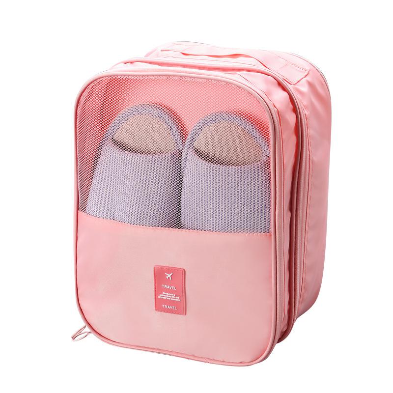 Travel accessories Double Layer Shoes Bags packing cubes Suitcase travel bag organizer Portable Storage duffle bag sac de voyage: Pink