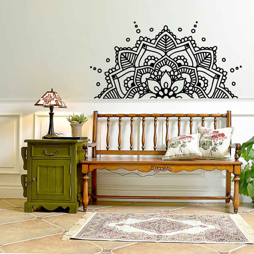 Puoli mandala vinyyli seinätarra kodin sängynpäätyyn joogaan irrotettava tarra seinätaide olohuoneen makuuhuoneen seinämaalaus seinätarrat