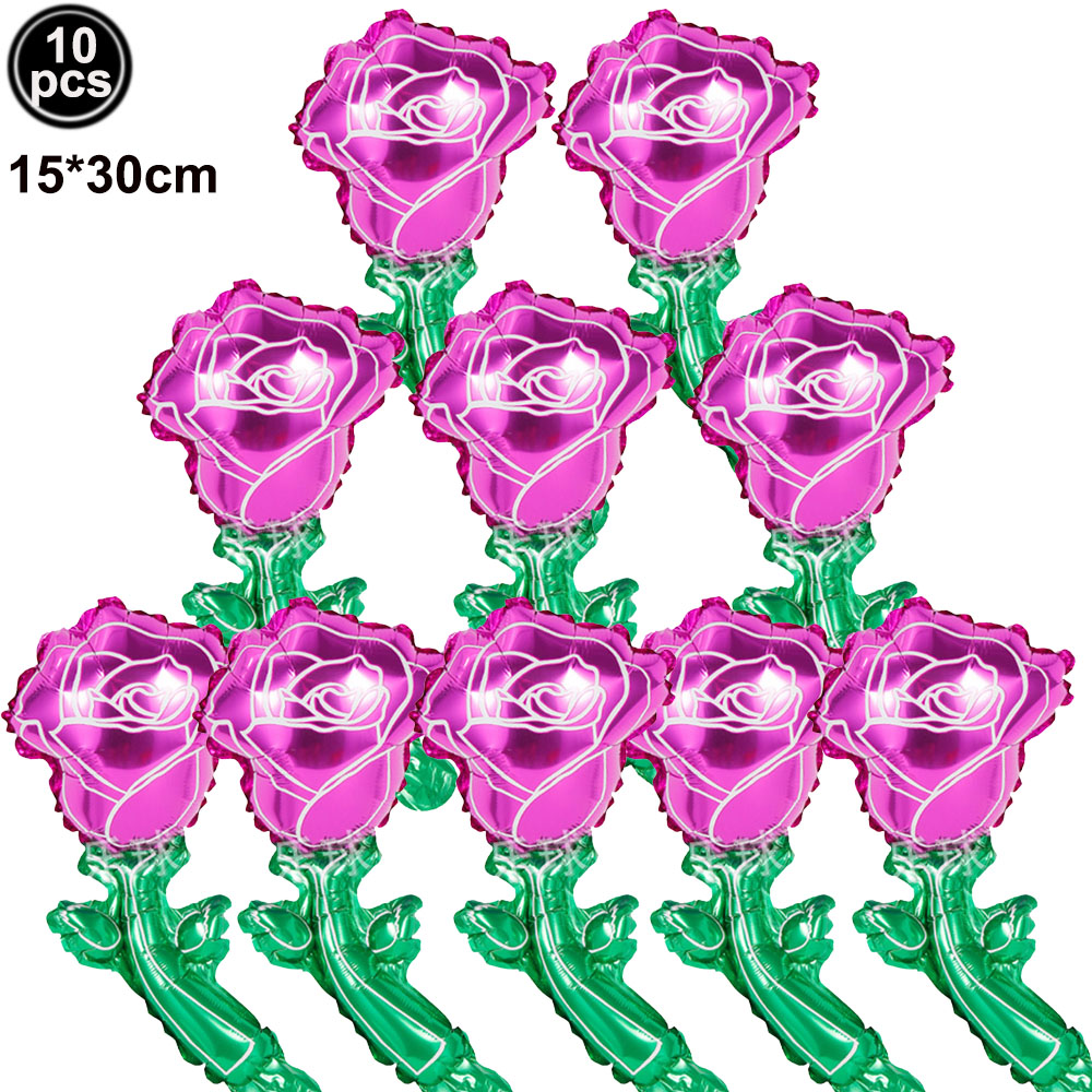 10pcs Mini Rose Flower Balloons Rose Shaped Balloons Birthday Wedding Balloon Mother's Day Decoration Baby Shower Party Supplies: AGATE