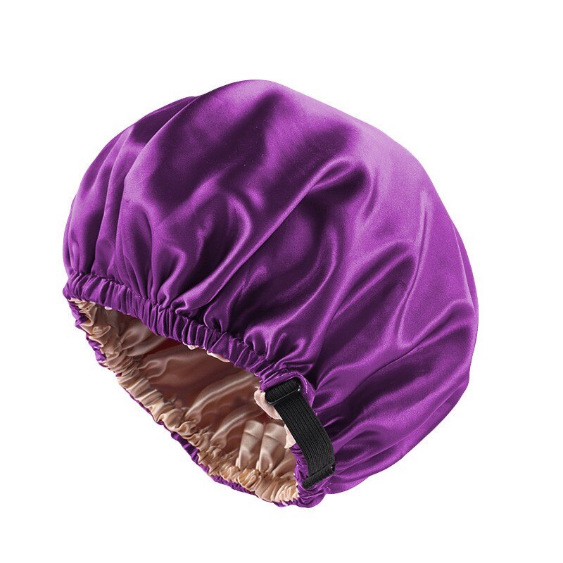 Women Satin Bonnet Hair Cap Double Layer Sleep Night Cap With Invisible Flat Adjusting Button Head Cover Bonnets Hat