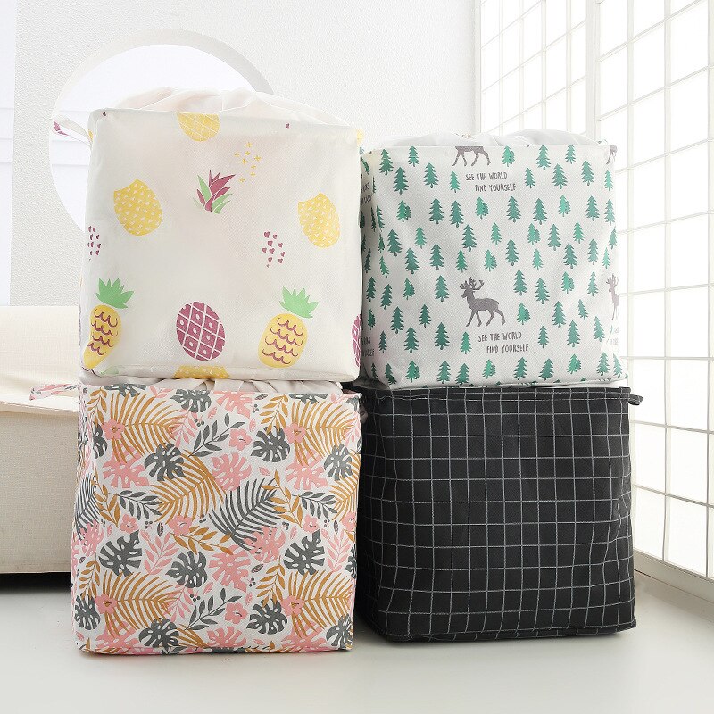 Borsa da 100 litri con manico rinforzato tessuto non tessuto telaio fisso incorporato antipolvere organizzatore di stoffa di grande capacità Dropship