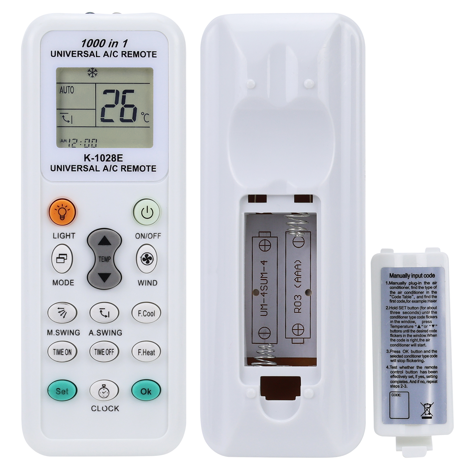 1000 in 1 afstandsbediening Universeel A/C Air Air Remote Conditioning Afstandsbediening Speciaal K-1028E Instelling met één knop Universeel: Default Title