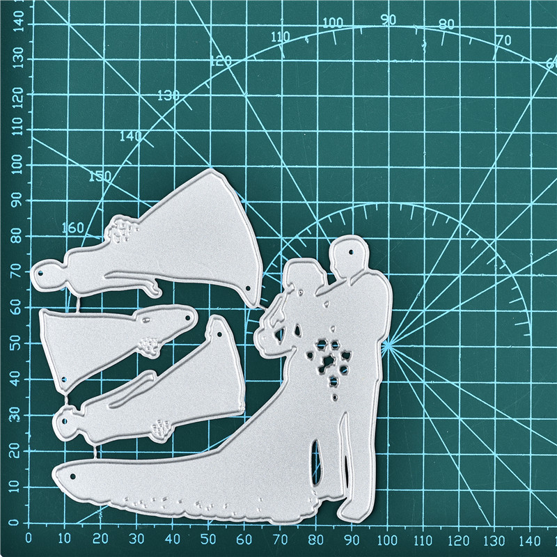 Kokorosa Wedding Dies Metal Cutting Dies for Card Making Scrapbooking Dies Embossing Stencil Craft Frame Couple Dies