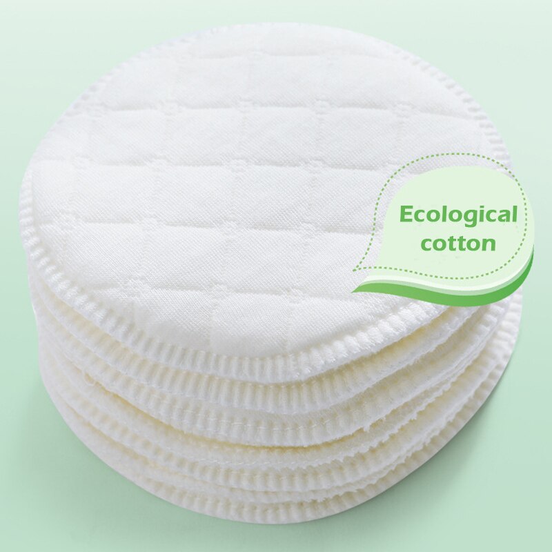 12Pcs Reusable White Nursing Breast Pads Washable Soft Absorbent Baby Breastfeeding Waterproof Breast Pads 3 layers Pure Cotton