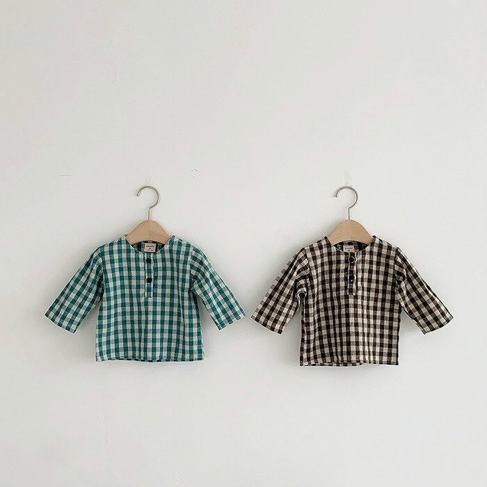 5460 Klassieke Plaid Peuter Kids Shirts Lange Mouw 0-24M Baby Jongens Casual Blouse Herfst Lente Peuter Meisje tops Shirts