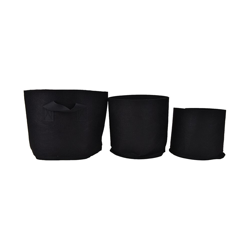 Ronde Stof Potten Plant Pouch Wortel Grow Bag Beluchting Pot Container Pe Bloem Aardappel Tuin Pot Planters Kas Zwart