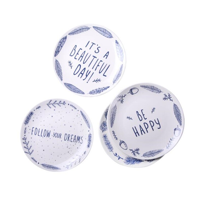 8 Inch Euro Ceramic Plate Porcelain Beef Dishes Dessert Dish Fruit Plate Cake Tray Food Dinnerware 1pc