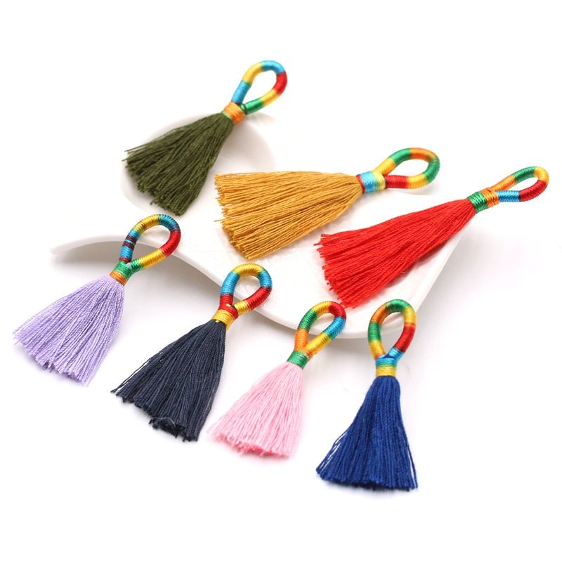 Lote de 5 unidades de borlas de seda y poliéster de 6CM para costura, accesorios para cortinas, joyería, pendientes, accesorios para boda