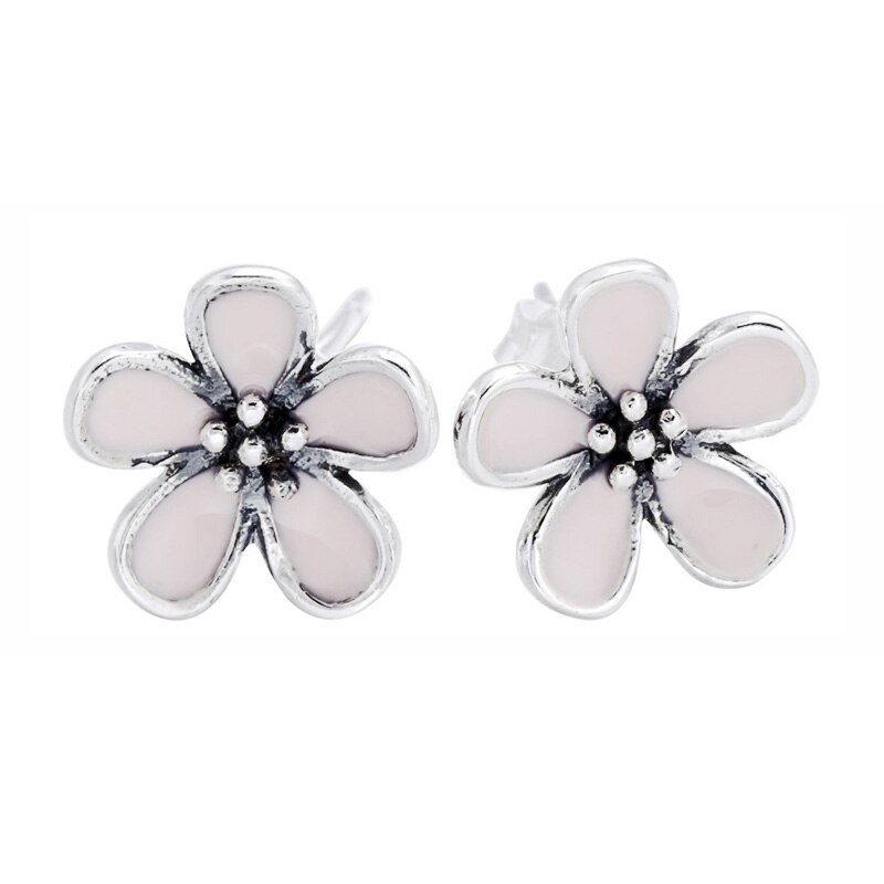 925 Argento sterlina Rosa Smalto Giardino Abbagliante Margherita Fiore di Magnolia Fiore Forget Me Not Orecchino di Modo Per Le Donne del Regalo Dei Monili: 12