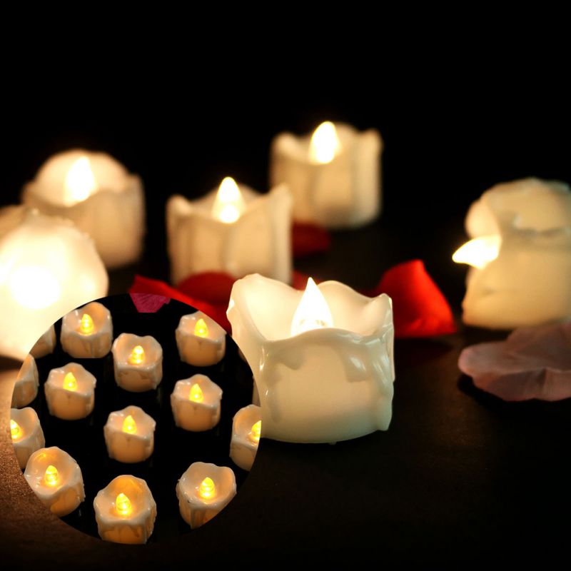 12 Packs Led Candle White Candle Light Lamp Battery Powered Home Wedding Birthday Party Decoration Lighting