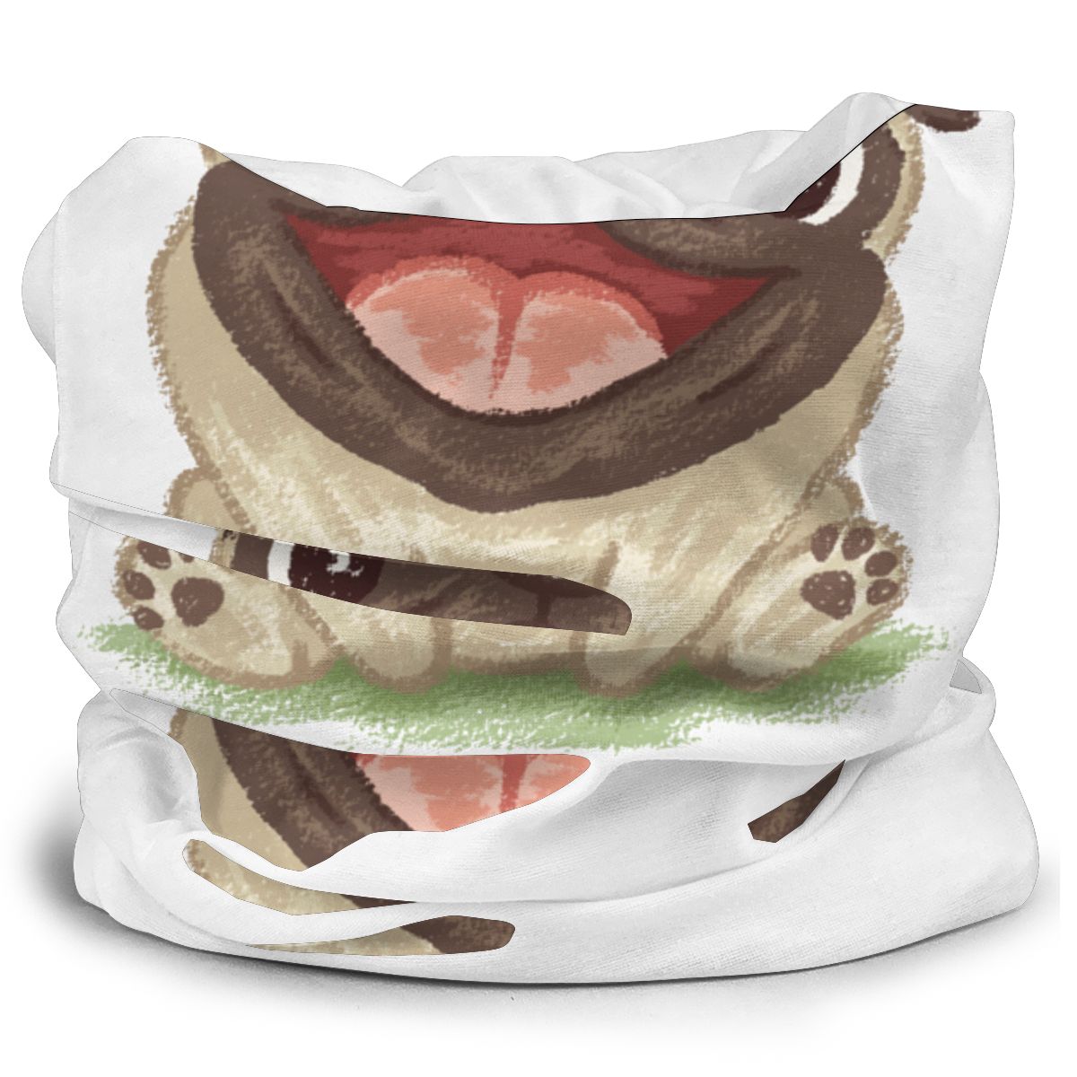 Happy Pug Dog Magic Scarf Half Face Mask Men Women Neck Warmer Seamless Bandana Multi-functional Headband Cycling Hiking