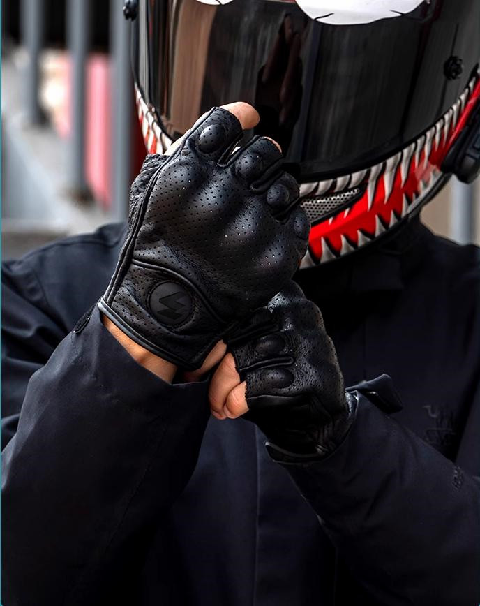 Sommer Motorrad Fingerlose Handschuhe Zubehör Ziegenleder Halbe Finger Handschuhe Moto-Cross Gant Moto Guantes Moto Verano
