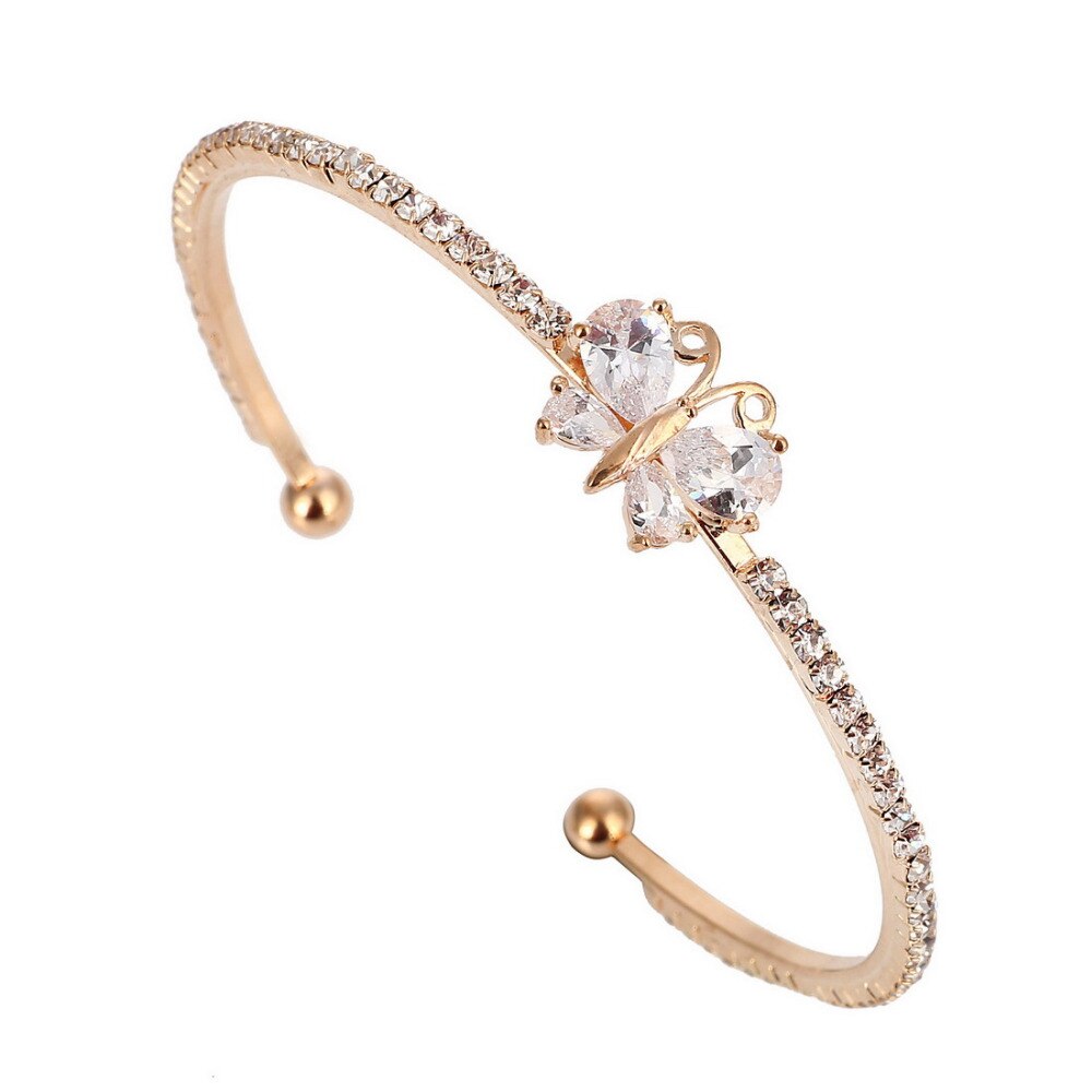 Zoshi Mode Zirconia Vlinder Golden Plated Charm Armbanden &amp; Bangles Crystal Sieraden Voor Vrouwen Sieraden