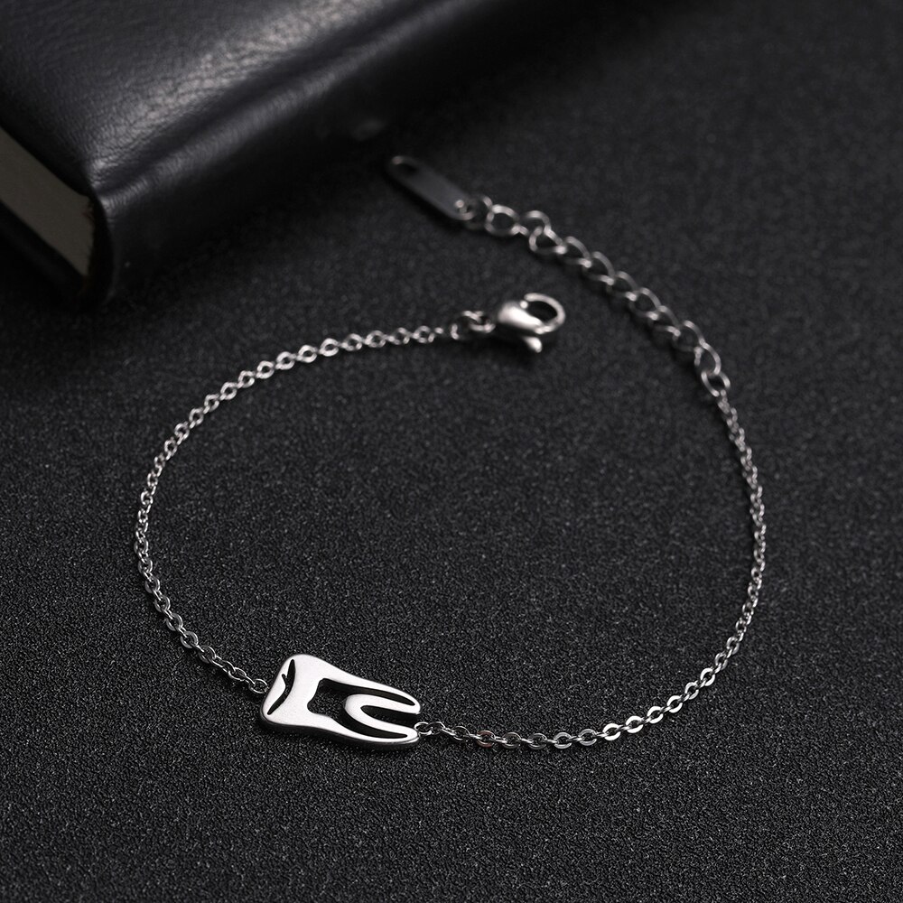 Cazador Creative Tooth Charms bracciali in acciaio inossidabile dentista simbolo medico bracciale Pulseira Bangle per regali gioielli donna