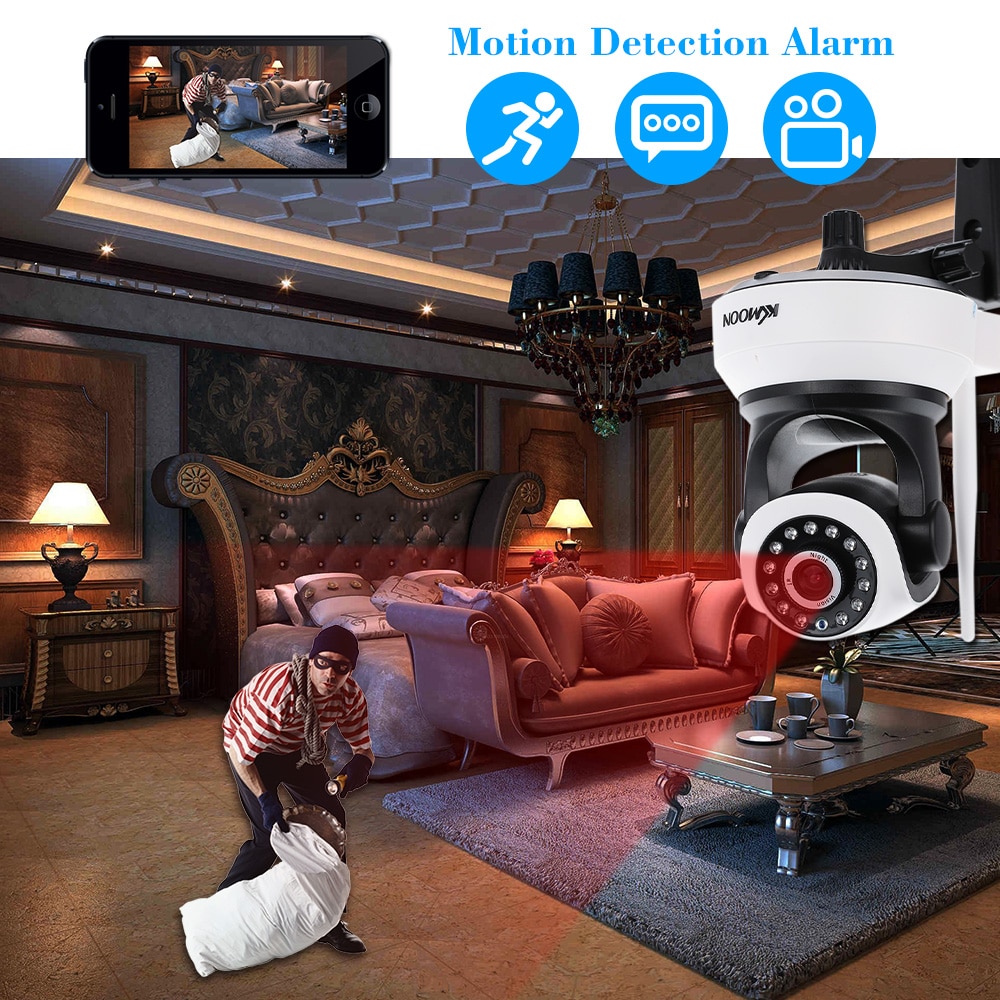 Ip kamera wifi roterbar ptz kameraovervågning wifi  rj45 kamera ir nattesyn trådløs cam stemmeopkald bevægelsesregistrering