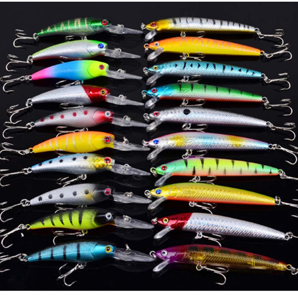 20 teile/satz Angeln Locken Elritze Crankbait Wobbler 3D Augen Barsch Künstliche Köder Hecht Karpfen Köder Schwimmen Köder Angeln Pesca XA238G