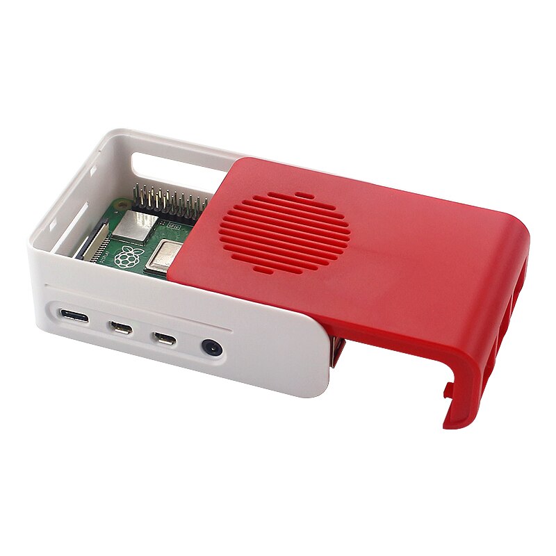 Raspberry Pi 4 ABS Case with LED Backlight Cooling Fan Red White Housing Sliding Cover Shell for Raspberry Pi 4 Model B