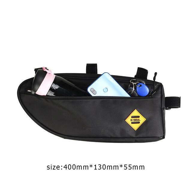 Multifunctionele Effen Kleur Fiets Driehoek Tas Bike Frame Voor Tube Bag Waterdichte Pouch (L) voor Wandelen En Reizen: L