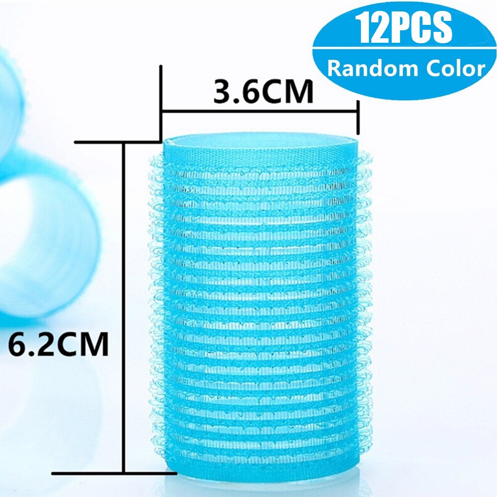 Jumbo taille cheveux rouleaux ensembles 12 Pack auto Grip Salon de coiffure bigoudis bigoudis bricolage bouclés coiffure rouleaux espiral: 3.6cm x 12pcs