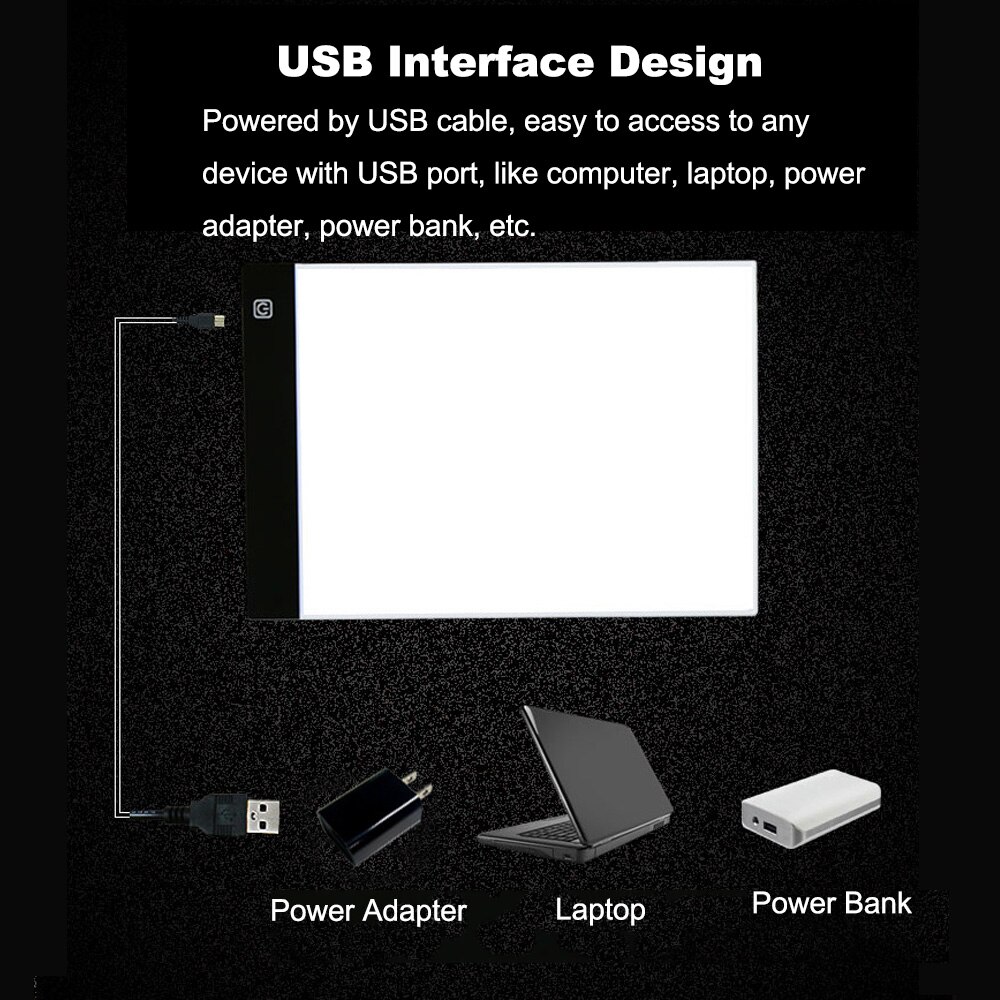 Ultra-delgada A4 luz LED tablero de dibujo copia de Panel de escritura pintura de junta de tableta de dibujo retrato de arte plantilla