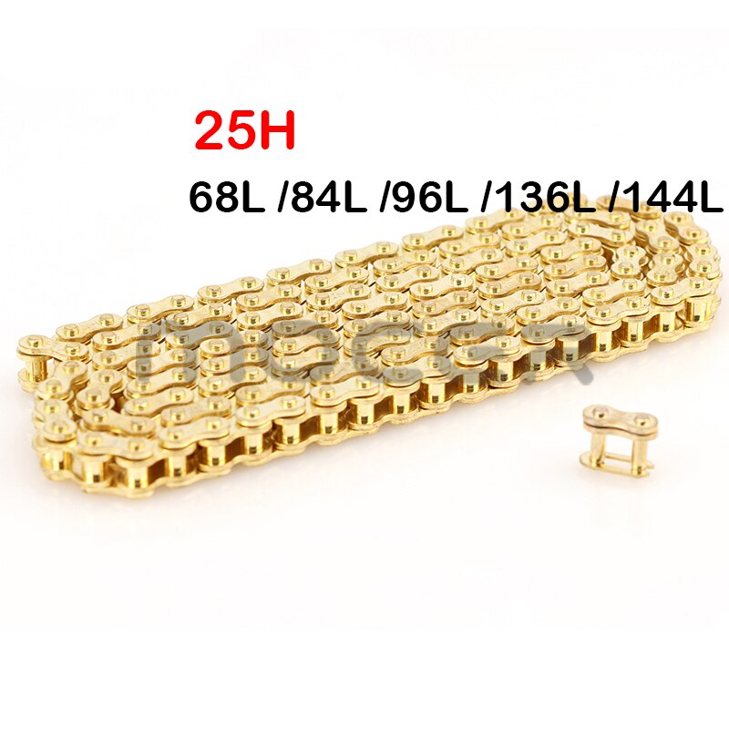 Motorcycle 25H chains 68L-158L Link Golden Chain For 47cc 49cc Pocket Bike Mini Moto Quad Dirt ATV Scooter bike parts