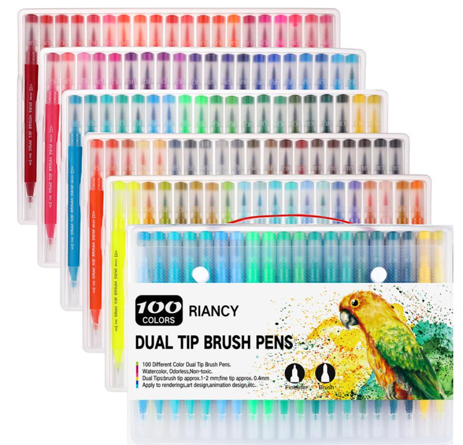 100 Kleuren Aquarel Borstel Pen Dual Tip Aquarel Markers Set Professionele Voor Tekening Schilderen Schoolbenodigdheden Briefpapier: 100 Colors