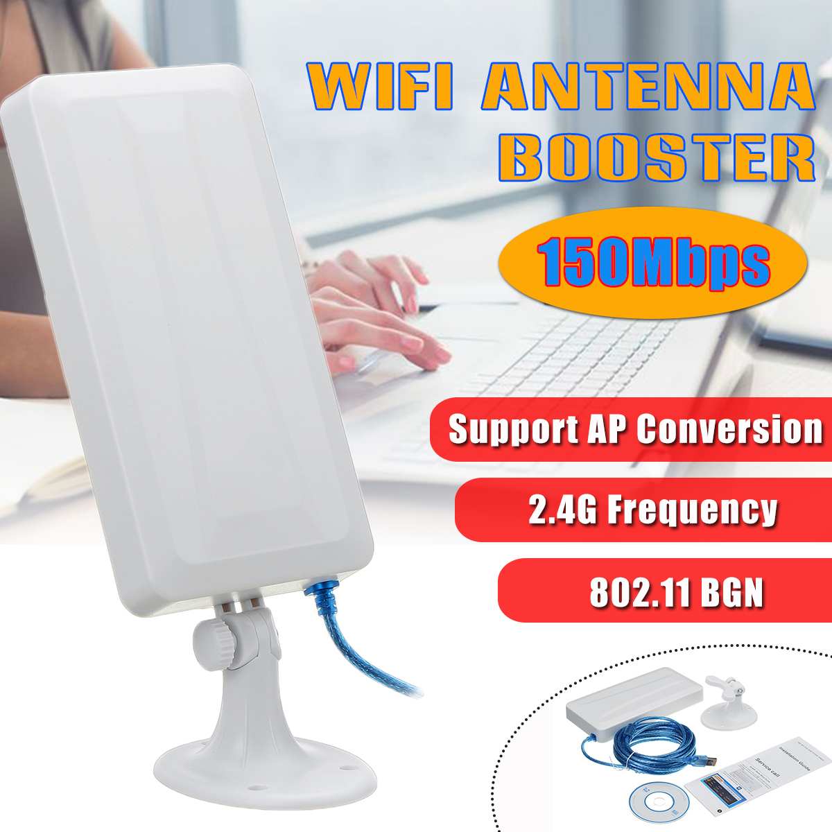 2.4 ghz 150 mbps usb draadloze wifi-extender wifi-versterker met groot bereik wifi-antenneversterker voor thuiskantoornetwerk