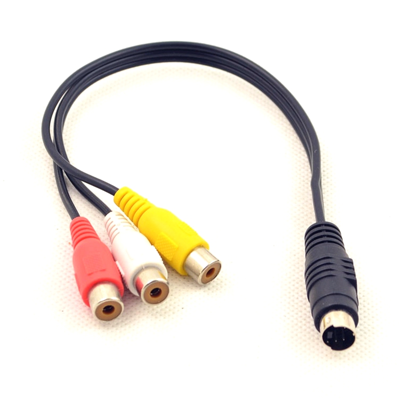 Cable adaptador de Audio y vídeo AV Mini DIN 4 Pin s-video macho a 3 RCA macho hembra, 30cm, 150cm, DVD, PC, TV: Rojo