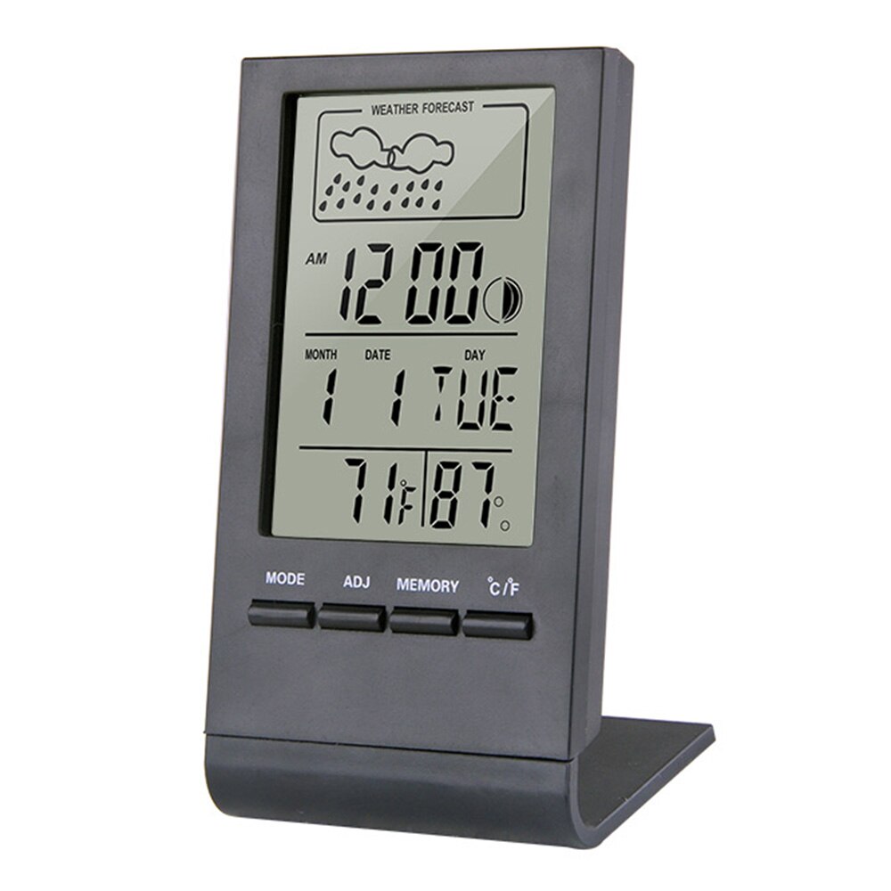 Thermometer Hygrometer Gauge Indicator Automatic Electronic Temperature Humidity Monitor Indoor/Outdoor Weather Station Clock: Black