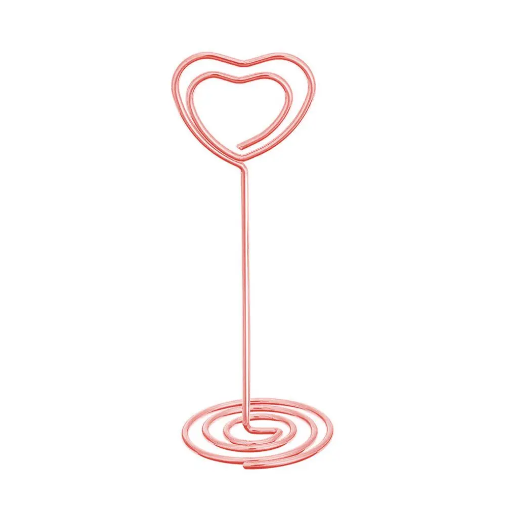 Metalen Kaarthouder Bruiloft Feest Desktop Decoratie Plaats Kaarthouder Hartvorm Fotoclip Tafel Nummer Standhouder: Beige