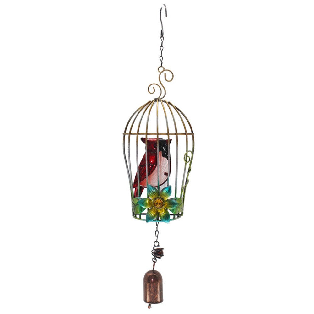 1PC métal tridimensionnel oiseau cage vent carillons fer forgé verre peinture en aérosol artisanat jardin balcon ornements