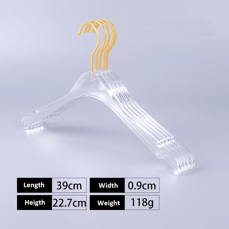 10 stks Top Grade Clear Acryl Crystal Kleding Pakken Hanger met Gouden Haak, transparant Acryl Broek Hangers met Goud Clips